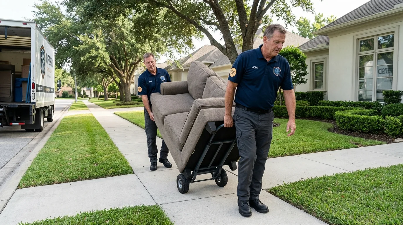 Local residential moving crew loading furniture in Ronkonkoma, NY